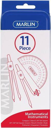 MATH SET MARLIN 11 PIECE IN METAL CONTAINER
