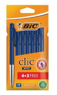 PEN BIC CLIC M 4+3 CARDED BLUE